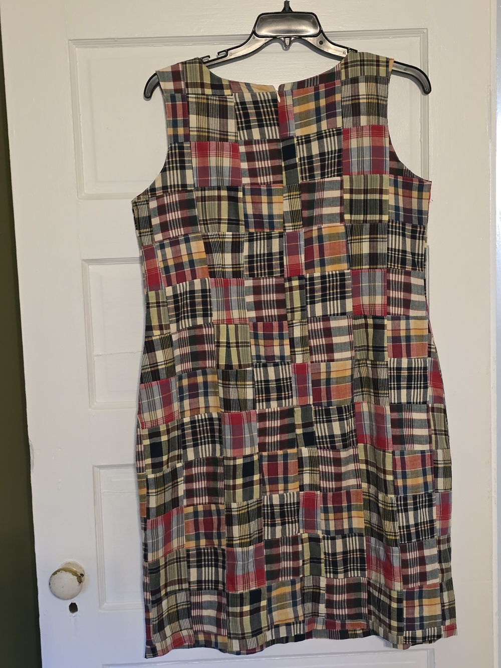 NorthStyle Sleeveless Patchwork Plaid Midi Dress in Red, Yellow & Green Size 14 - Picture 3 of 3
